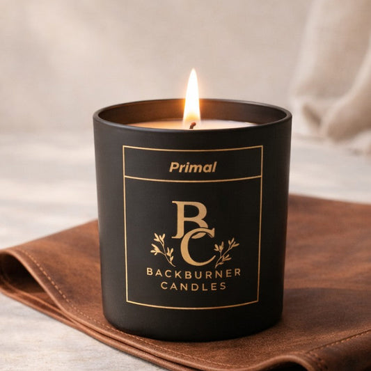 Primal candle from Backburner Candles on leather